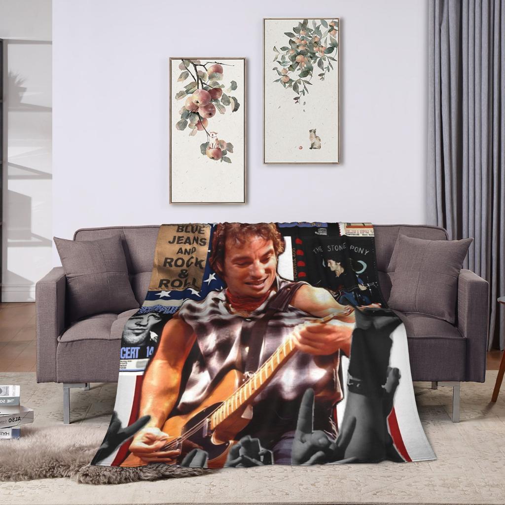 Bruceed Springsteened Concert Tour Blankets Soft Novelty For Couch Chair Decorative Flannel Bedspread Bed Cover