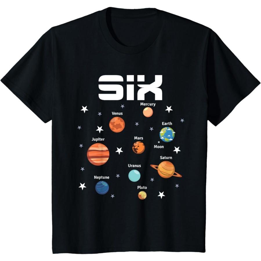 

6 Year Old Outer Space Birthday Party Solar Planets 6th Gift T-Shirt XXXXXL чорний