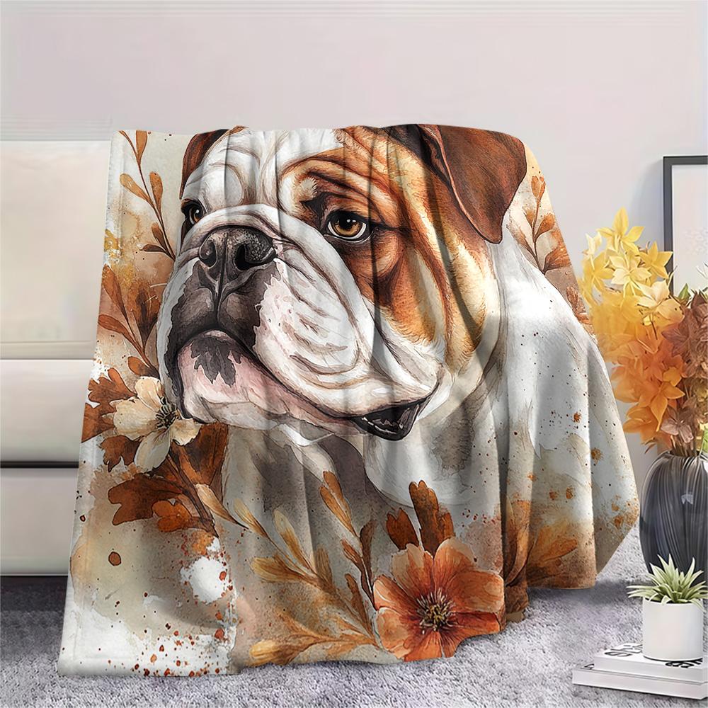 Bulldog Print Flannel Blanket, High quality Comfortable for All Seasons, Home Decor, Warmth and Comfort, Perfect for Christmas Gifts
