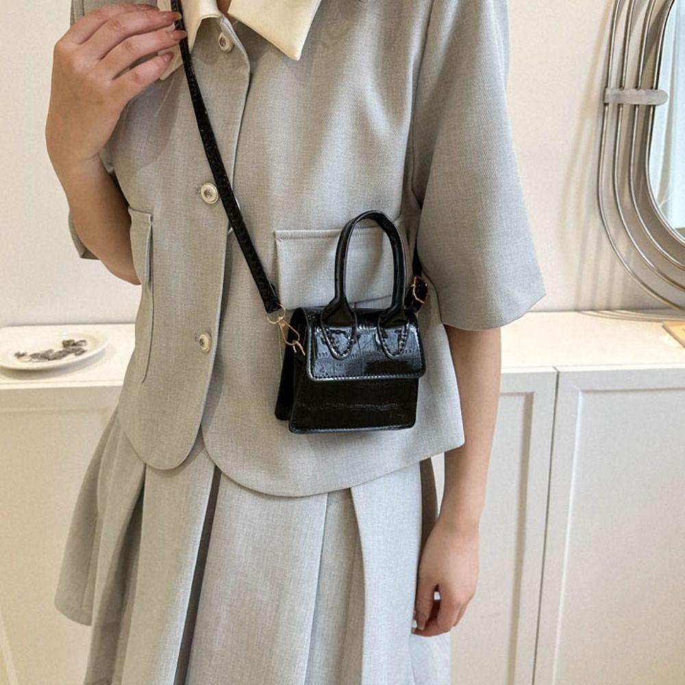 

Корейский стиль Яркая сумка из искусственной кожи с крокодиловым узором Женская сумка Простая мини-сумка через плечо для вечеринки