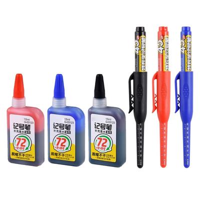 2 Stück Nachfüllbarer Tiefloch-Markierstift Mit 15ml Nachfülltinte 45mm Lange Spitze Marker Zum Markieren Auf Holz Keramikfliese Metall