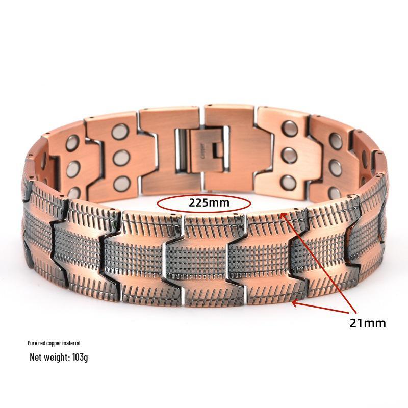 

Men s Magnetic Therapy Wide Red Copper Bracelet with Tire Pattern