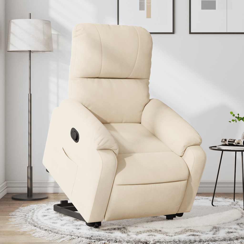 Recliner with Rising Aid Beige Microfiber Fabric