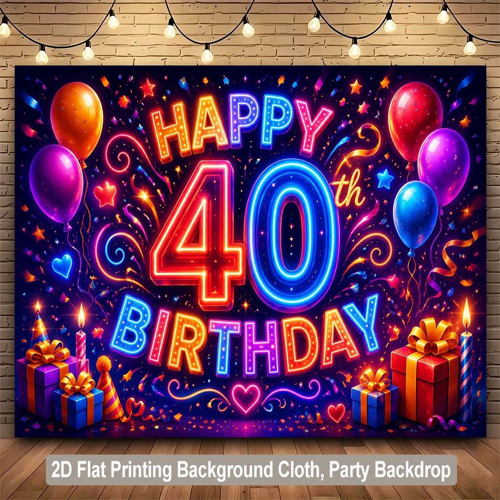 2D Flat Backdrop1pc Colorful Design Birthday Backdrop Banner Polyester Wall Decor For Living Room Bedroom Office Outdoor Decor Holiday Gift