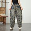 Spring Autumn Women Streetwear Harem Jeans High Waist Contrast Color Patchwork Plus Size Denim Pants Casual Loose Baggy Ladies' Jeans