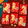6PCS Red Envelopes With Horse Illustrations Paper New Year Gifts Money Holder for Birthday Wedding Celebration