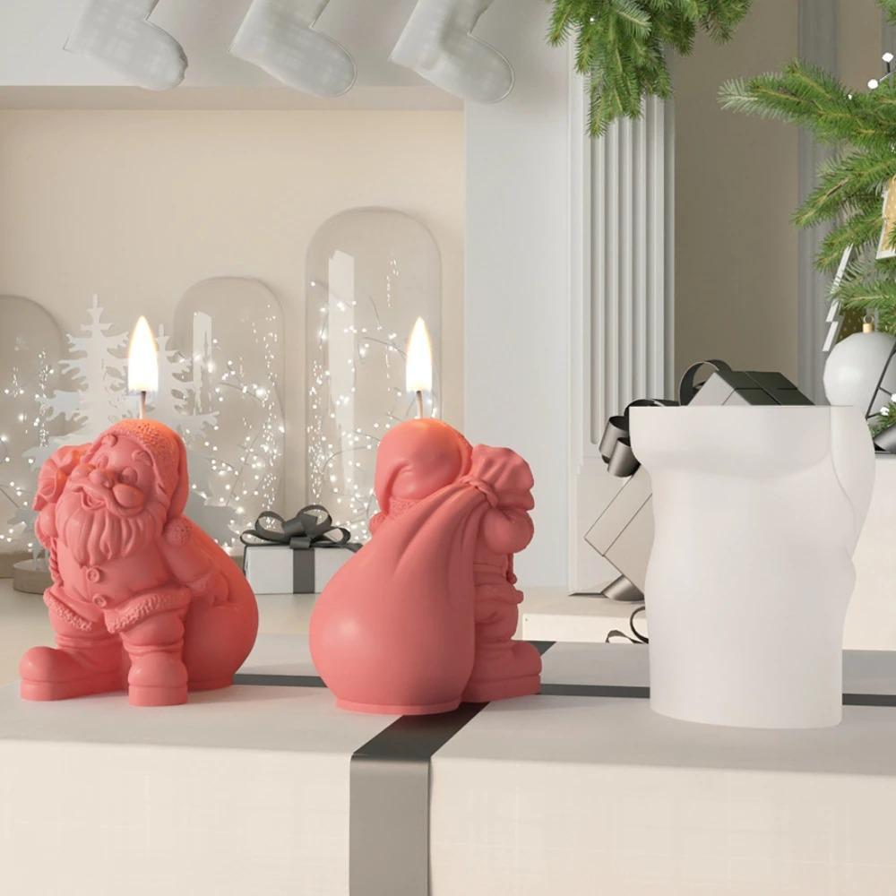 DIY Santa Claus Silicone Mold Elk Deer Gypsum Soap Resin Mold Dwarf Candle Making Tool Party Decoration Christmas Gifts