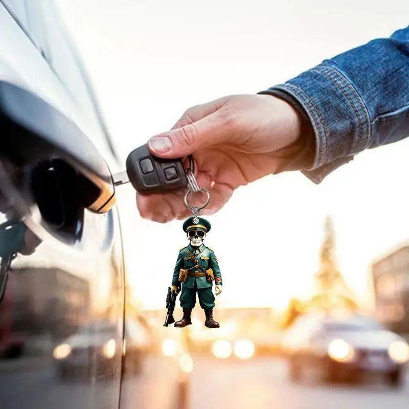 Skeleton Vintage Acrylic Soldier Car Pendant Charming Interior Decoration Accessory