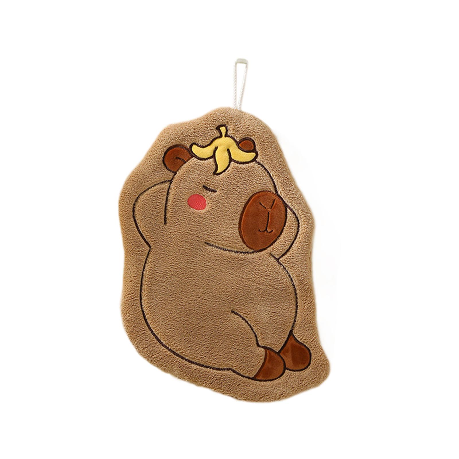 Capybara Hanging Hand Towel Coral Velvet Hand Towel Washcloths Soft Absorbent Towel Animal Hand Towels for Bathroom Bedroom
