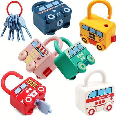 3 Pcs Montessori Educational Learning Toys, Sorting Matching Keys Sensory Car Toys Busy Board, Toddler Car Activity, Baby Gifts