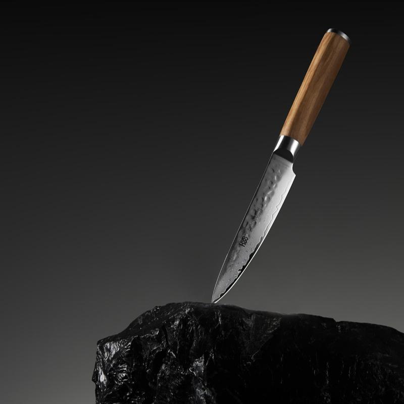 HuoHou Damascus Steel Shadow Pro Knife - 12-Layer VG-10 Core Multi-Purpose Chef Knife for Sashimi & Carving - Triple Tempered Ed
