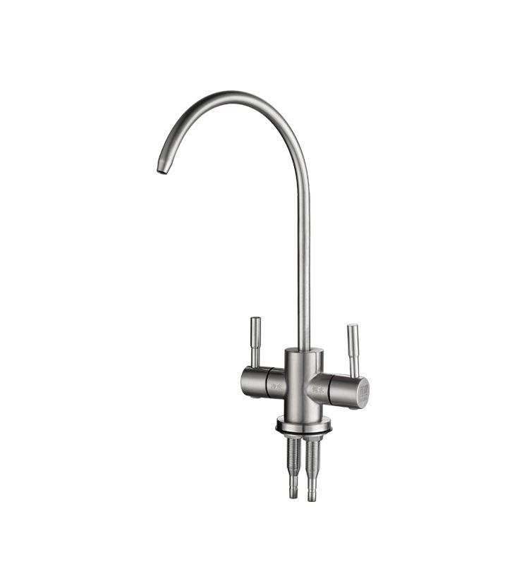 

304 Stainless Steel Double Outlet Gooseneck Faucet with 1/2 Water Inlet for Direct Drinking