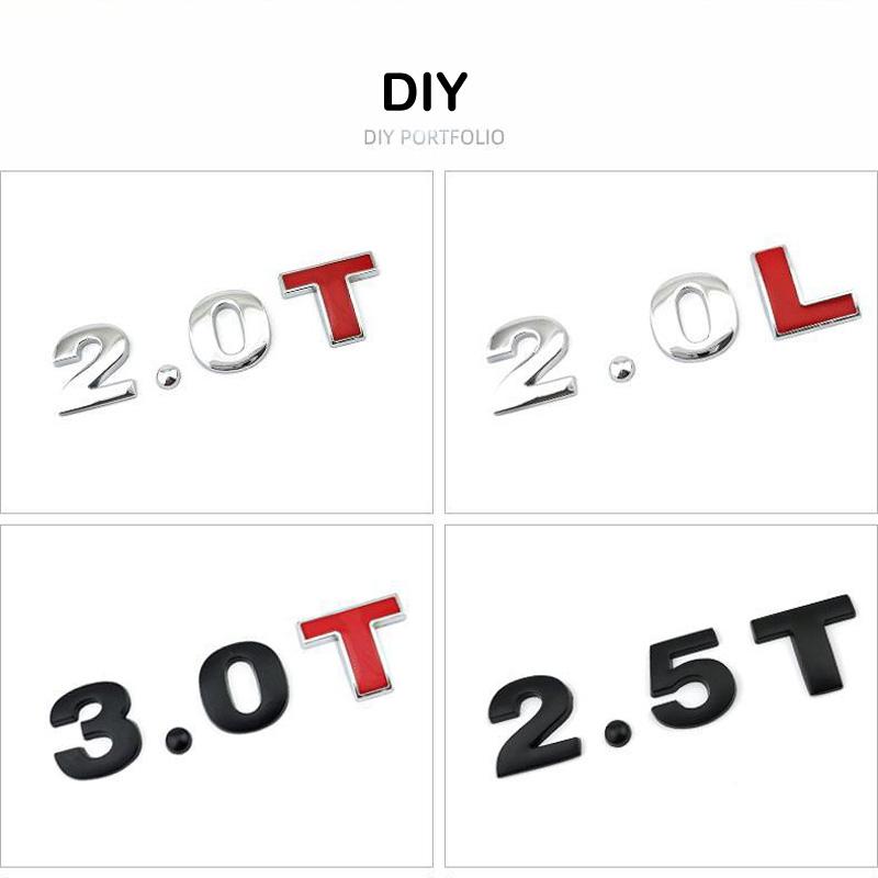 ABK1  25mm 45mm DIY 2015 3D Sharp Letters Numbers Full Alphabat Nameplate Logo Trunk Badge Sticker I Love Any Cars Black Chrome