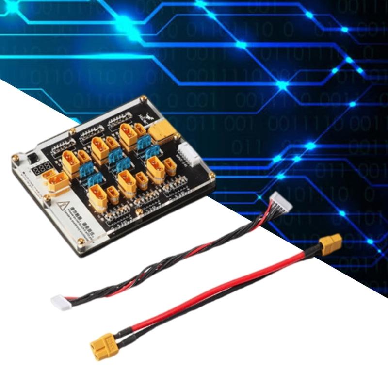 6 Way Battery Balance Charger Board 40A XT60 XT30 Plugs Supports 2-6S Integrated Discharge Auto Resetting Heat Fuses