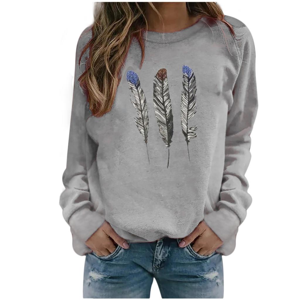 Winter Womens Casual Tops Ladies Print Sweatshirt Blouse Tee Sweater