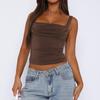 Trendy American Ruched Square Neck Slim Fit Minimalist Camisole - Summer Edition
