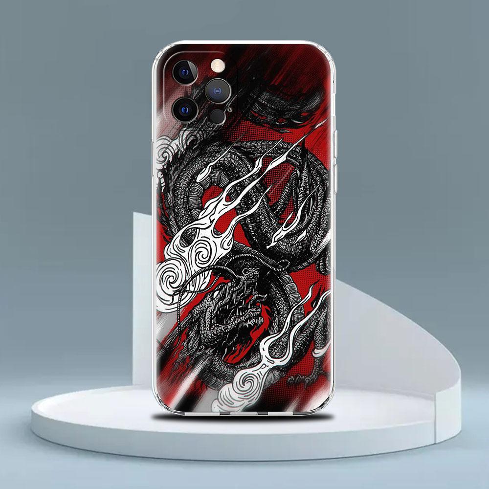Clear Case For Apple iPhone 14 13 11 12 Pro 7 8 Plus XR X XS Max 6 6S 14Pro Silicone Phone Cover Animal Dragon