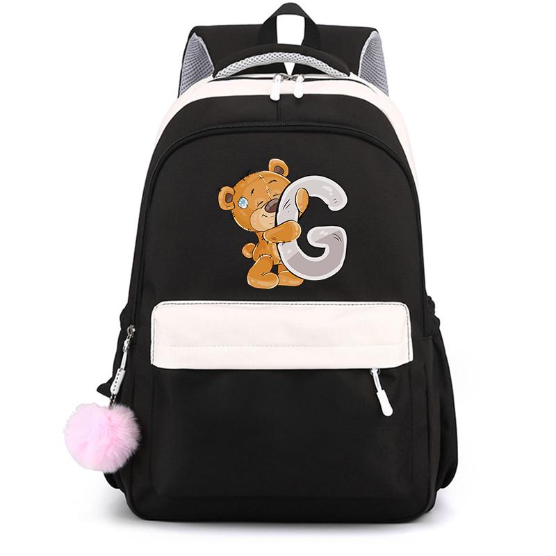 Mały Miś 26 Angielskich Liter Tornister Kawaii Uczeń Tornister Cartoon Bookbag Plecak Mochilas Plecak Nastolatek dla Dziewczynki Prezent