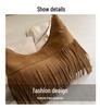 Women's Vintage Suede Tassel Crossbody Bag - Retro Frosted Shoulder Accessory for Autumn/Winter