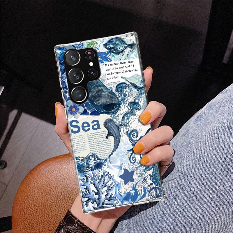 Ocean Starfish Sea Turtle Shark Phnoe Case for Samsung Galaxy S26 S25 Edge S23 S24 Ultra S22 Plus S21 S20 FE Unique Cover Soft C