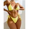 Seksowne pomarszczone brazylijskie bikini wiązane na szyi damski strój kąpielowy damskie stroje kąpielowe dwuczęściowy zestaw bikini kąpiący strój kąpielowy Swim Lady