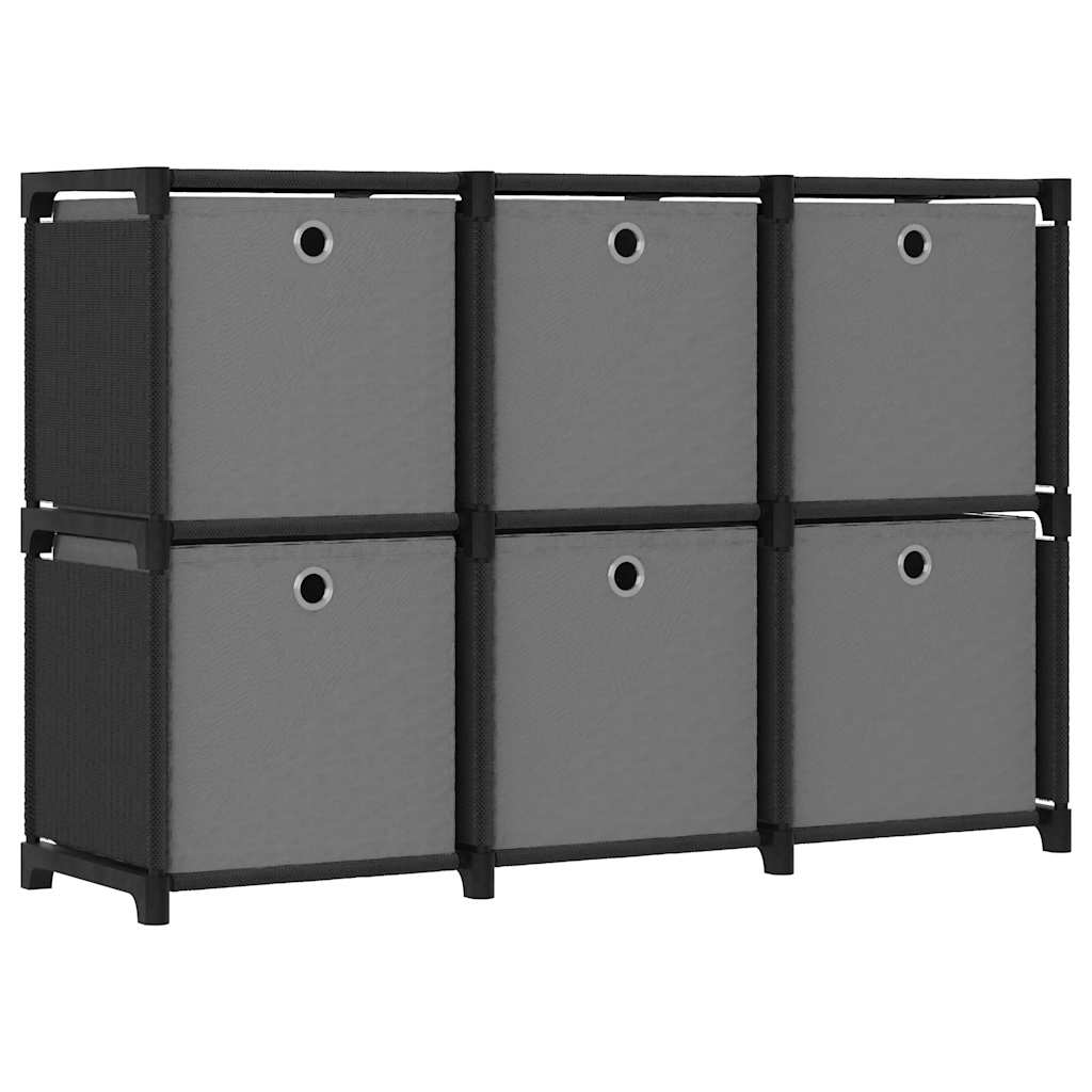Würfelregal mit 6 Stoffboxen Schwarz 103 x 30 x 72,5 cm Stoff