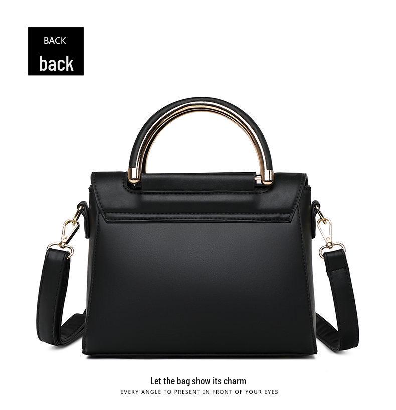 Borsa a tracolla da donna versatile in vera pelle - Borsa alla moda monocolore, semplice, di grande capacità, trendy