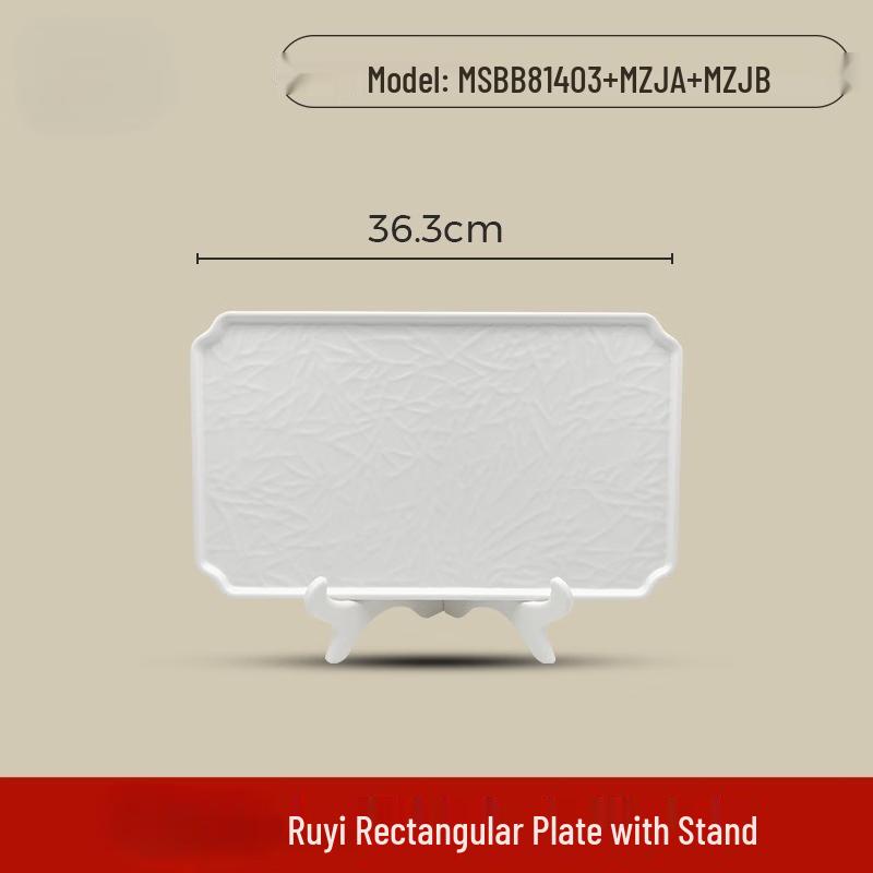 

Wuhe White A5 Melamine Ruyi Rectangular Plate with Stand