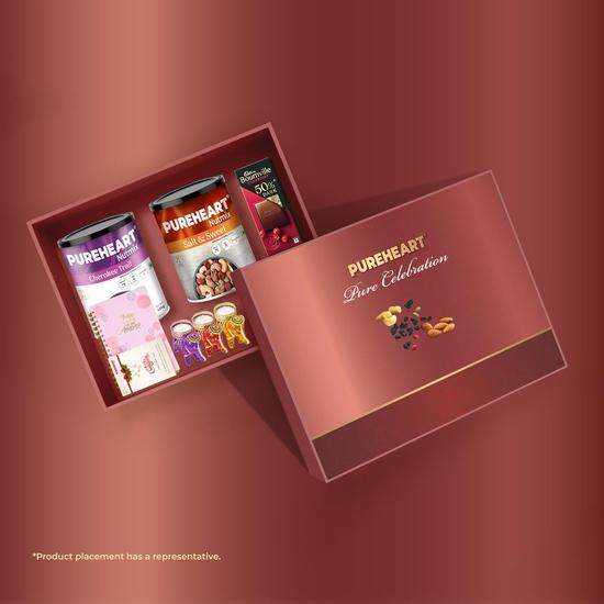 PUREHEART Valentinstags-Geschenkkorb für Ihn & Sie | Premium Trockenfrüchte & Studentenfutter Geschenkbox mit Studentenfutter & Süßer Nussmischung (454g Jedes)