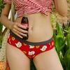 Japanese-Inspired Red Cat Skull Cartoon Mid-Waist Cotton Women's Sporty Fashion Panties
