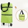 1pc Foldable Shopping Cart with Wheels Portable Large Capacity Grocery Tote Bag Waterproof Oxford Fabric, Smooth Zipper, Durable Handle Strap
