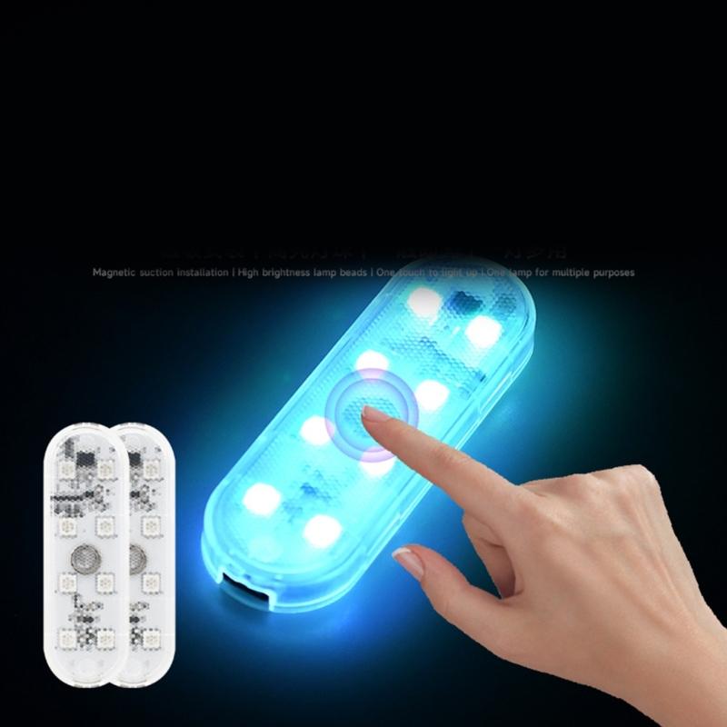 2Pcs Car Interior Lights Car Ceiling Lights Magnetic Sticker Wireless Touch Light Car Accessories Night Reading Light