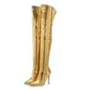 Sexy Silver Gold Rear Zipper Over Knee Boots Women's Pointed High Heels European and American Fashion Long Boots Big Size