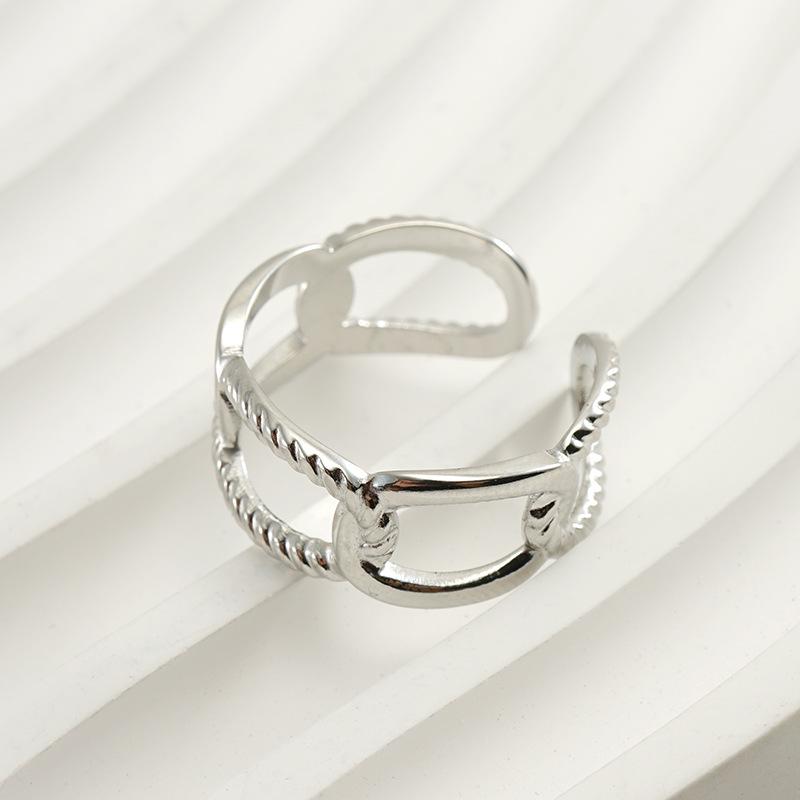 18k Gold Titanium Steel Adjustable Women's Ring - European & American Fashion, Cold Style.