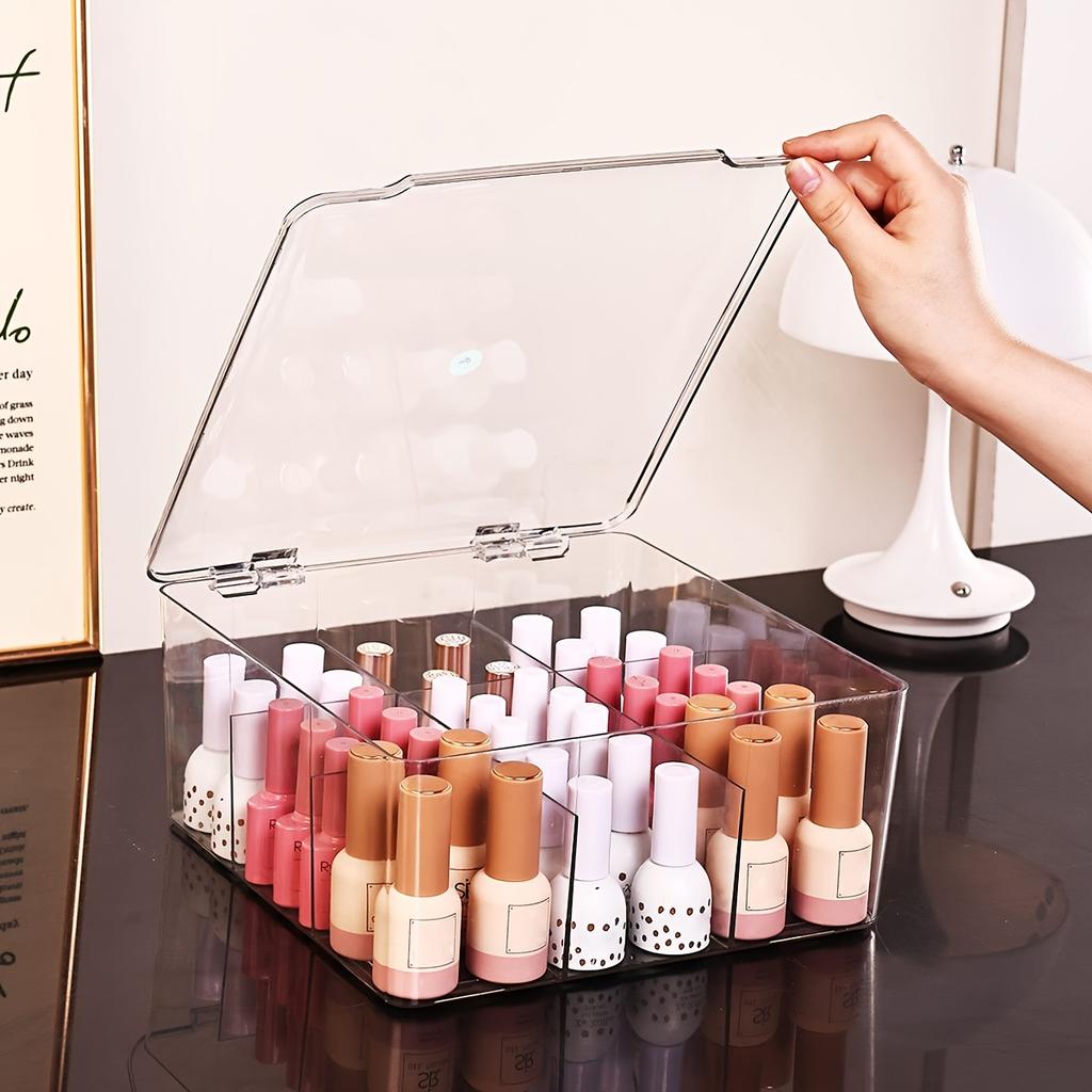 1pc transparent/translucent black 9 goggle nail polish storage box desk dresser nail care cosmetic bag organizer