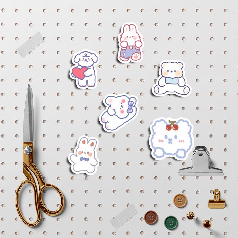 Cute Bear & Rabbit Emoji Planner Stickers: Coffee Color, Waterproof, Traceless Phone Case & Water Cup Decorations