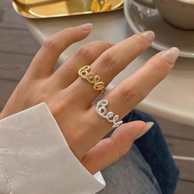 Love Letter Manschettenring für Frauen Paare minimalistischen Vintage trendigen Jahrestag Schmuck Zubehör Geschenke