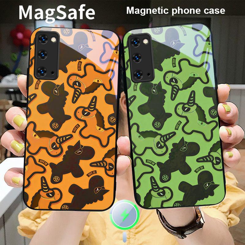 Unicorn cartoon wallpaper For Magsafe Samsung S25 S25 Edge S25Ultra S8 9 10 20 S21 Pro 22 Plus S23 FE S24 Ultra Glass Phone Case