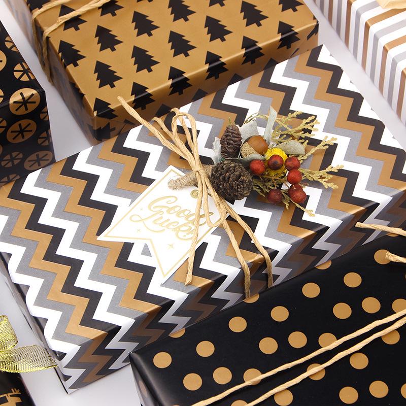 Black Gold Gift Wrapping Paper for Christmas, Valentine's Day, Birthdays & DIY Projects
