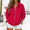Women's Zip Up Drop Shoulder Long Sleeve Sweatshirt Top