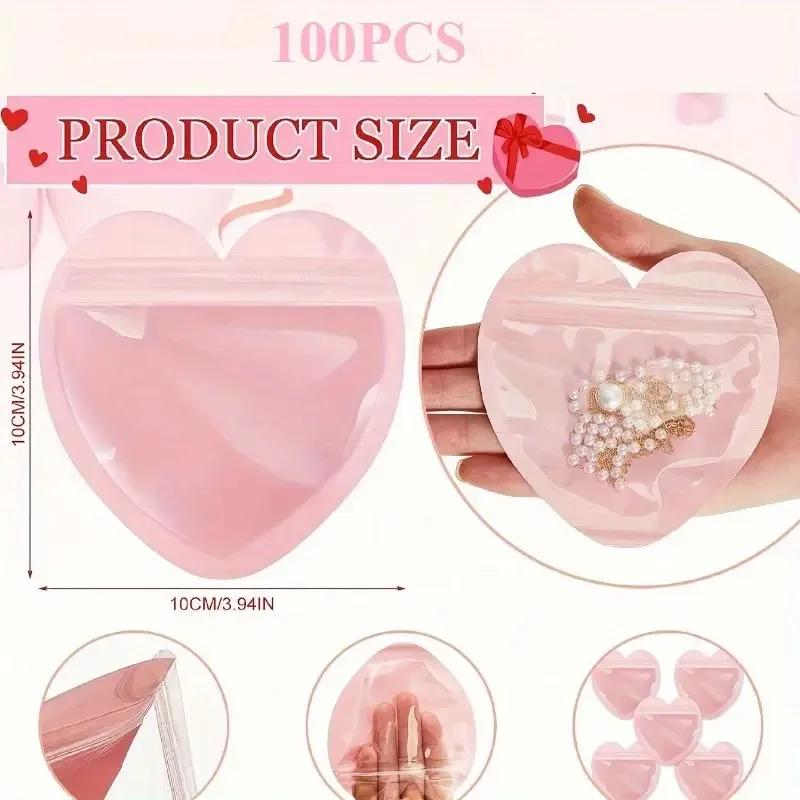 Colored Heart Shaped Jewelry Bag Durable PVC Material Perfect for Weddings Necklace Storage Bag and Exquisite Jewelry Packaging