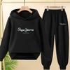 Boy Girls Children's Hoodies Suit Tops+Bottom Toddle Black Sweatshirr White Child 3-12 Year Pink Fashion Printing Coat Clothing