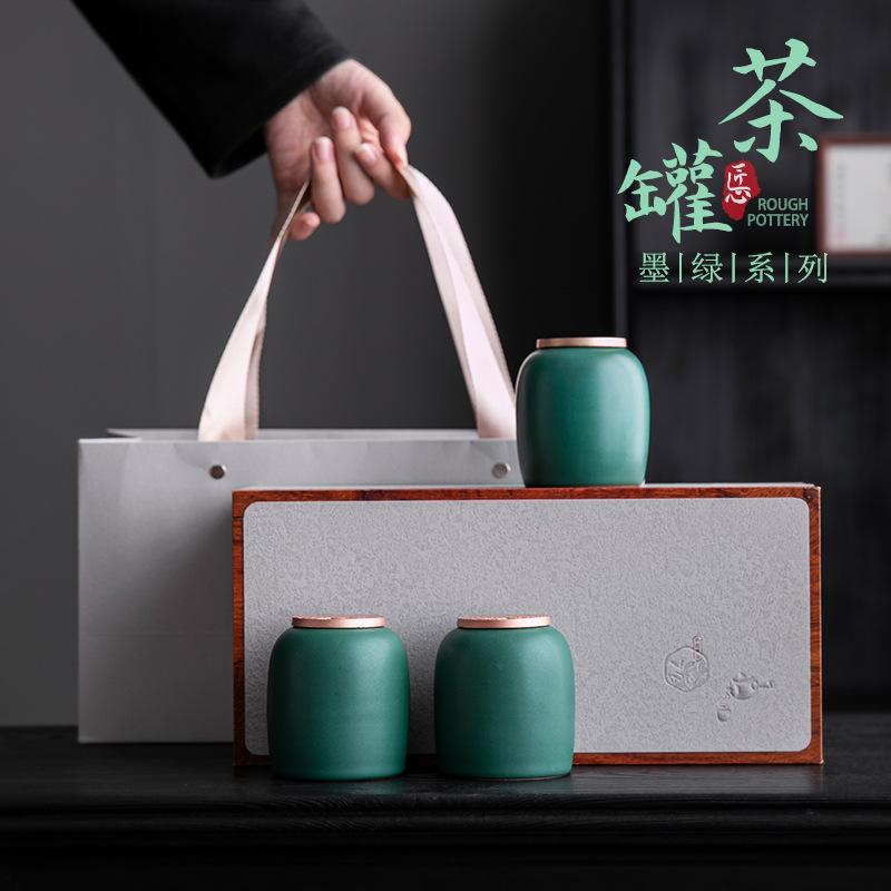 Ceramic small tea can gift box packaging tea can packaging box empty can black tea green tea broken silver high-end tea packaging