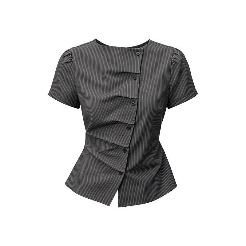 

GREEN BELT Striped Short Sleeve Shirt L