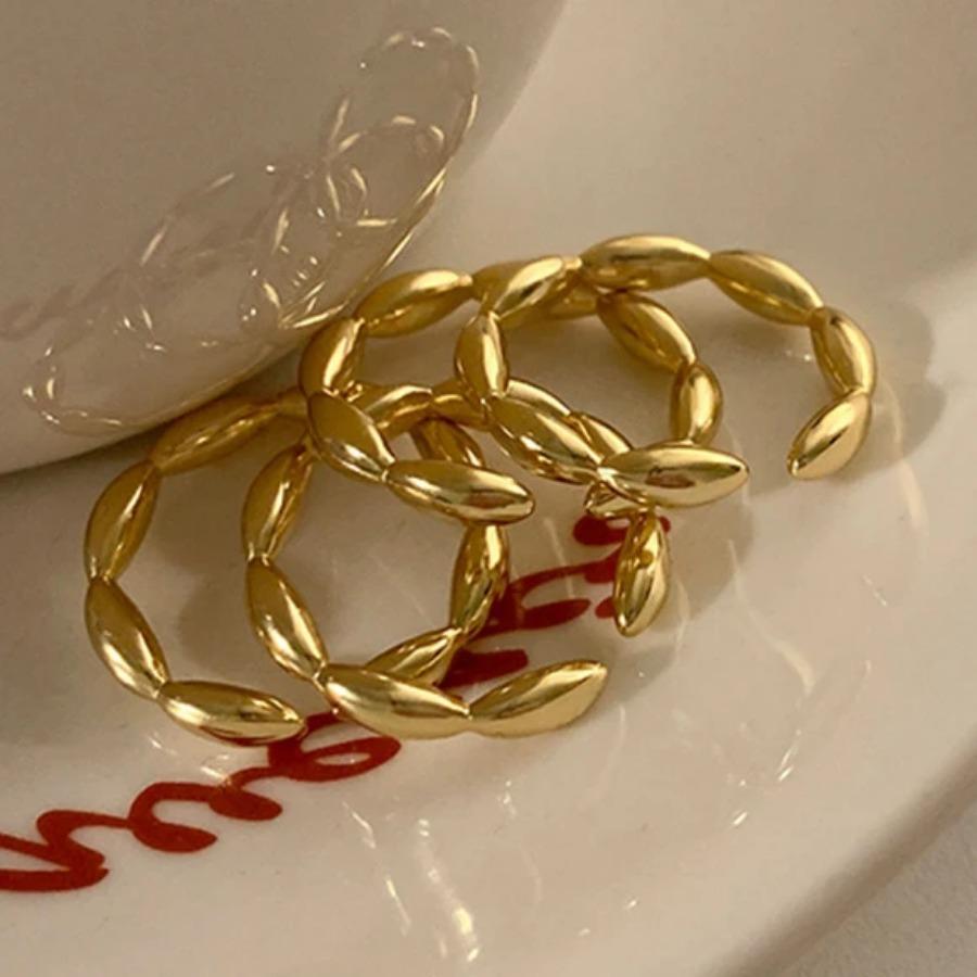 Rice Beads Round Rings for Women Trendy Opening Fine Jewelry Minimalist Personality Accessories