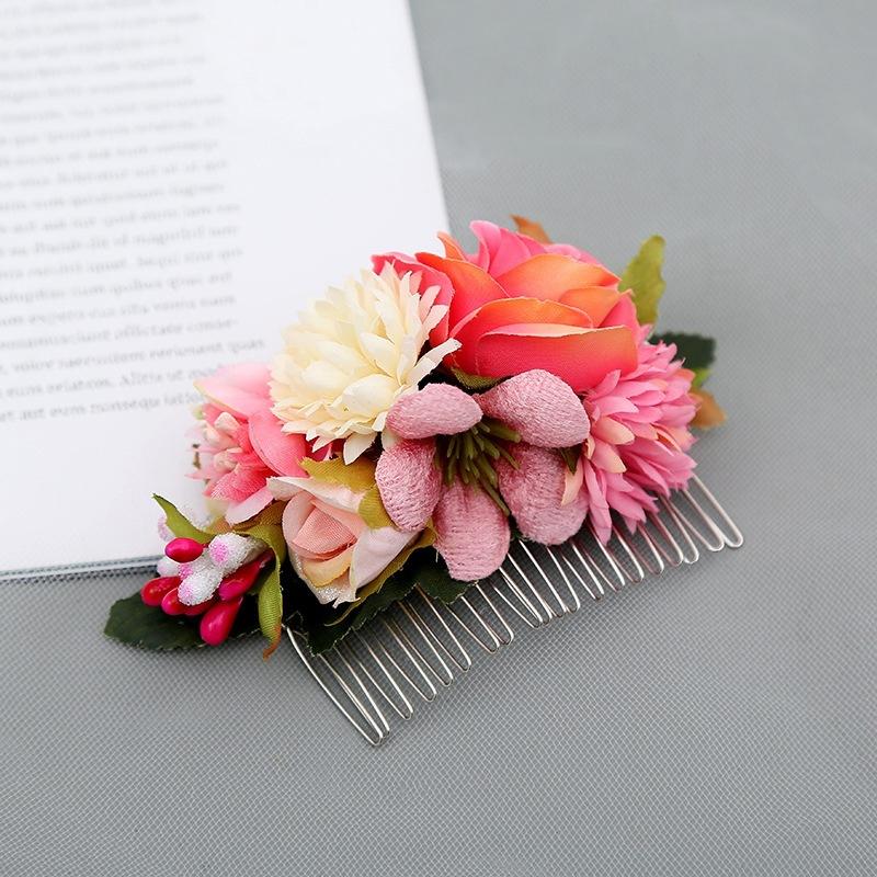 Bohemia Brides Wedding Flower Hair Comb Hairpin Bridesmaid Headdress Hair Combs Hair Accessories For Women Girls Floral Hairpins