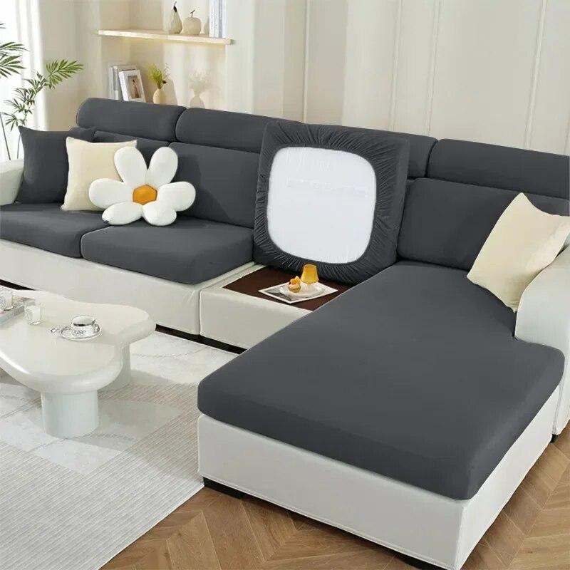Solid Spandex Sofa Sectional Covers Elastic Breathable Sofa Cushion Cover for Living Room Chaise Longue Sofa Slipcover Home Pets