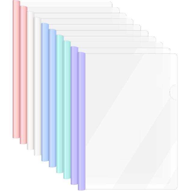 Report Covers with Sliding Bar, 10Pack 100 Sheet Capacity 8mm Clear Report Folde for A4 and Letter Size Paper, Resume Covers Presentation Folders