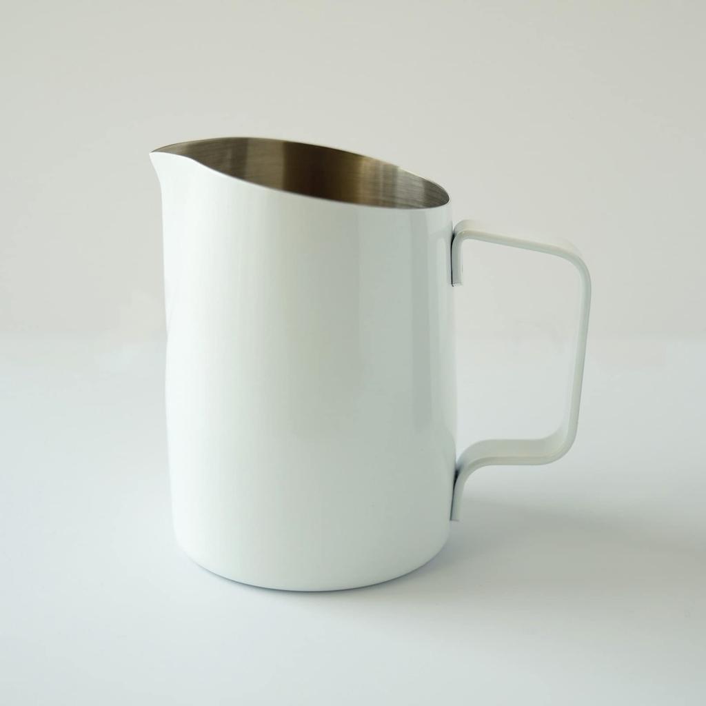 FUN COFFEE Milk Pitcher, Latte Art Milk Frothing PitcherJug, Stainless Steel, CoffeeEspresso, 15 oz (450ml), White (co-0008-1)