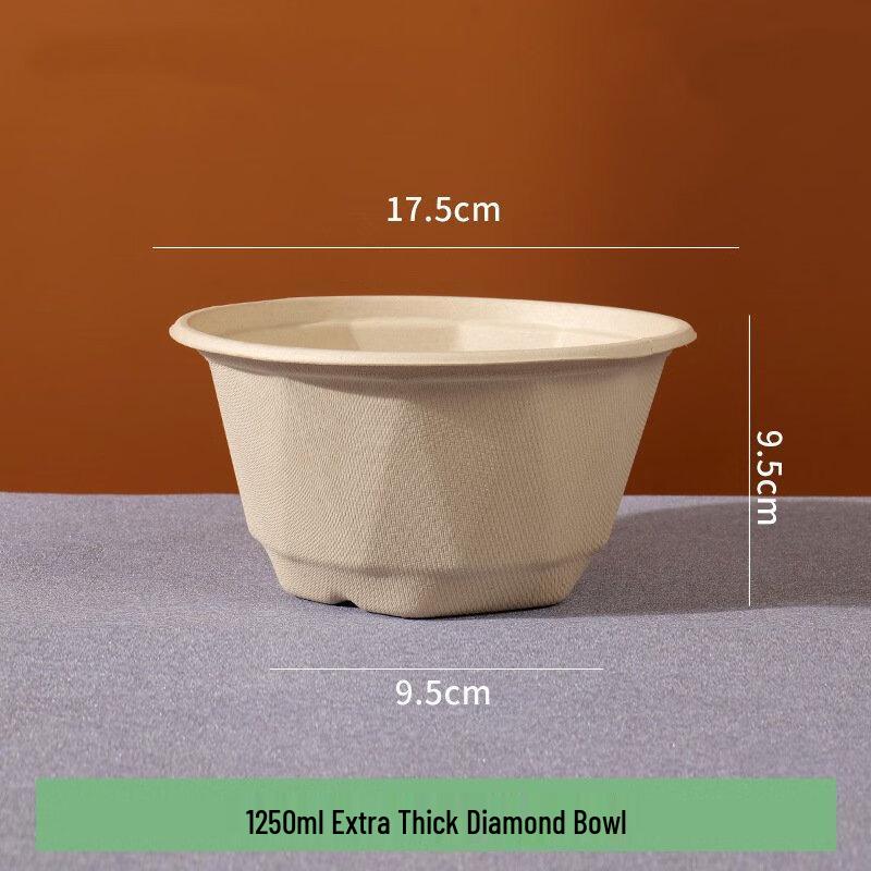 ZISIZ 1250ml Extra Thick Diamond Takeaway Paper Bowls